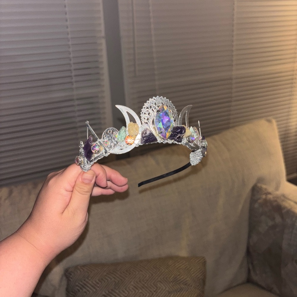 Silver and Purple Raw Gemstone Tiara